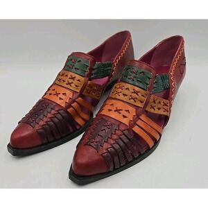 VINTAGE HUARACHE WOVEN LEATHER Scruples SOUTHWESTERN ANKLE BOOTS shoes womens 7½